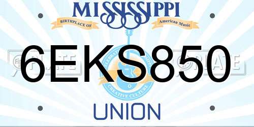 6EKS850 Mississippi License Plate