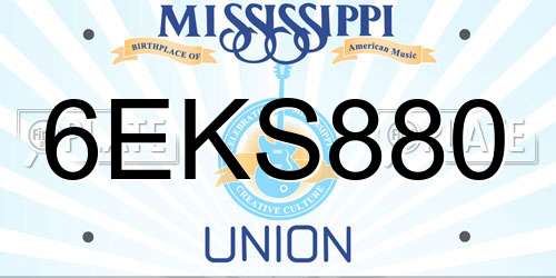 6EKS880 Mississippi License Plate