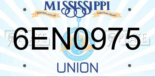 6EN0975 Mississippi License Plate