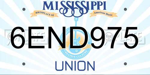 6END975 Mississippi License Plate