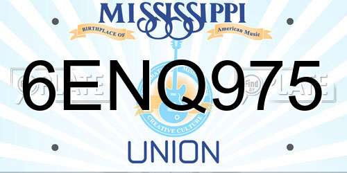 6ENQ975 Mississippi License Plate