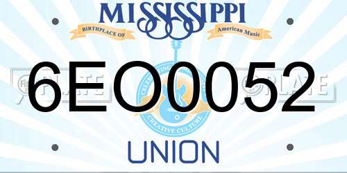6EO0052 Mississippi License Plate