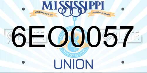 6EO0057 Mississippi License Plate
