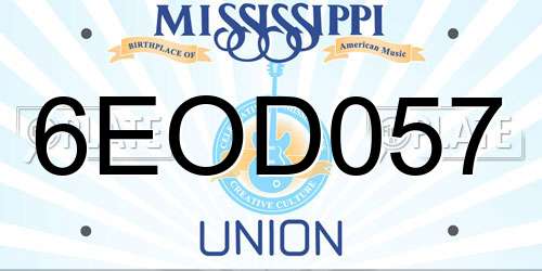 6EOD057 Mississippi License Plate