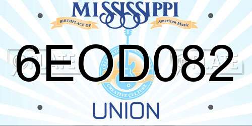 6EOD082 Mississippi License Plate