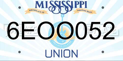 6EOO052 Mississippi License Plate