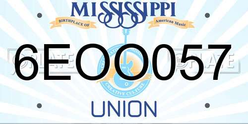 6EOO057 Mississippi License Plate