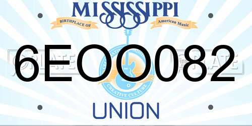 6EOO082 Mississippi License Plate