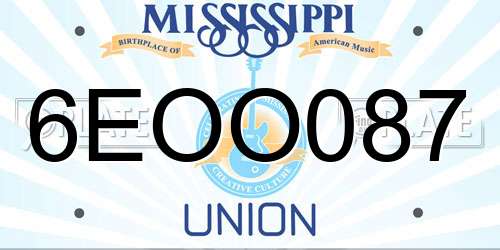 6EOO087 Mississippi License Plate