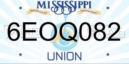 6EOQ082 Mississippi License Plate