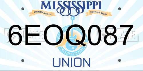 6EOQ087 Mississippi License Plate