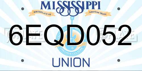 6EQD052 Mississippi License Plate