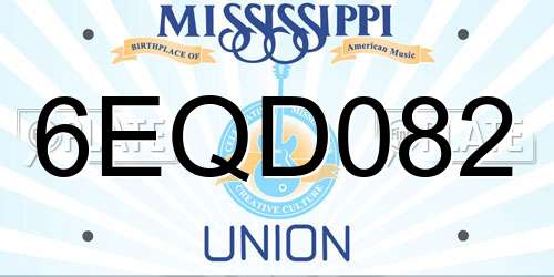 6EQD082 Mississippi License Plate