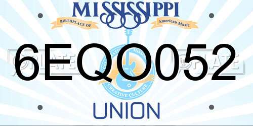 6EQO052 Mississippi License Plate