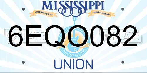 6EQO082 Mississippi License Plate