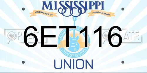 6ET116 Mississippi License Plate