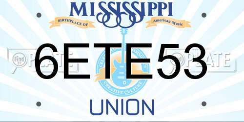 6ETE53 Mississippi License Plate