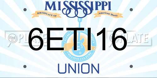6ETI16 Mississippi License Plate