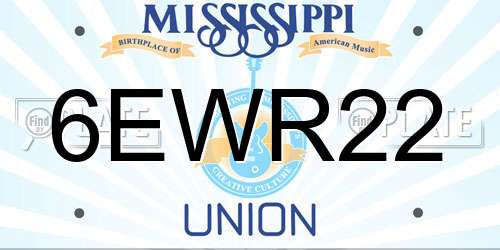 6EWR22 Mississippi License Plate