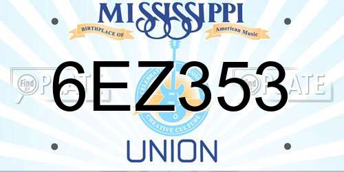 6EZ353 Mississippi License Plate