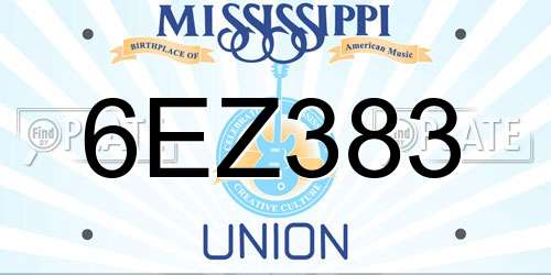 6EZ383 Mississippi License Plate
