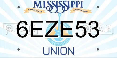 6EZE53 Mississippi License Plate