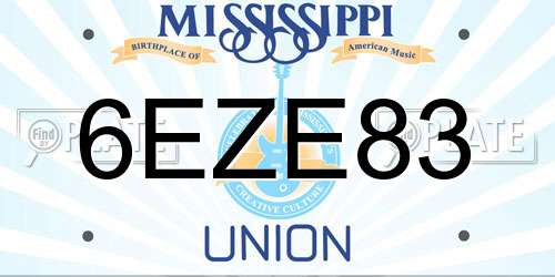 6EZE83 Mississippi License Plate