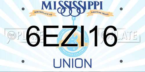 6EZI16 Mississippi License Plate