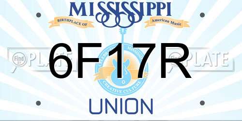 6F17R Mississippi License Plate