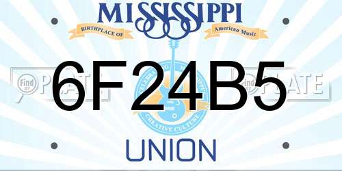 6F24B5 Mississippi License Plate