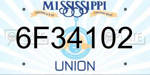 6F34102 Mississippi License Plate