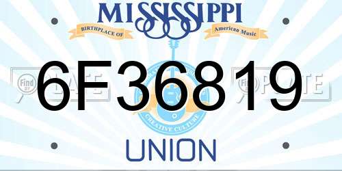 6F36819 Mississippi License Plate