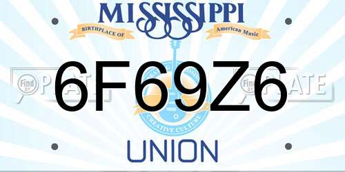 6F69Z6 Mississippi License Plate