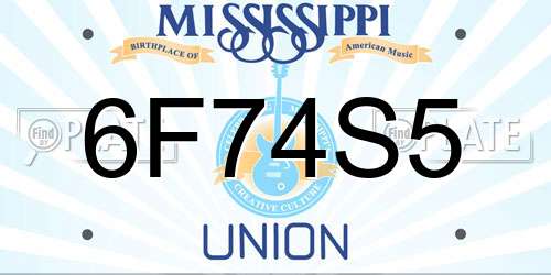 6F74S5 Mississippi License Plate