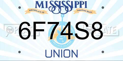 6F74S8 Mississippi License Plate
