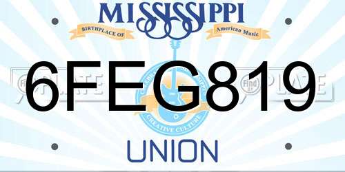 6FEG819 Mississippi License Plate