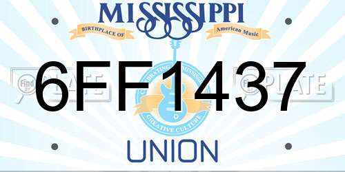 6FF1437 Mississippi License Plate