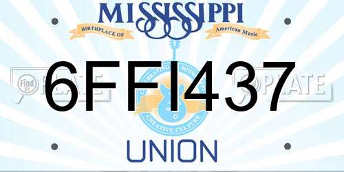6FFI437 Mississippi License Plate