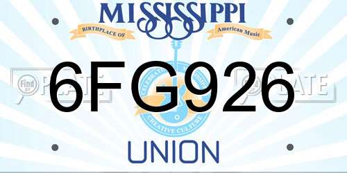 6FG926 Mississippi License Plate
