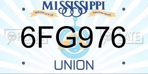6FG976 Mississippi License Plate