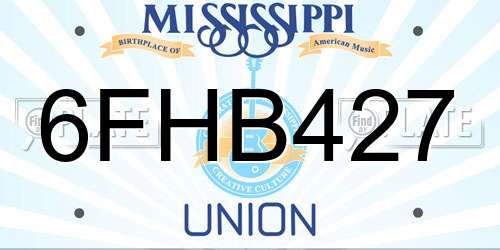 6FHB427 Mississippi License Plate