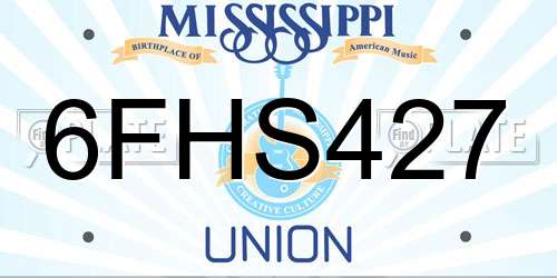 6FHS427 Mississippi License Plate