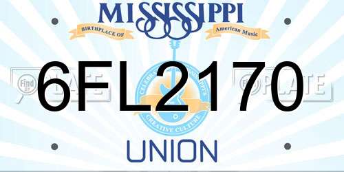 6FL2170 Mississippi License Plate