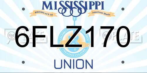 6FLZ170 Mississippi License Plate