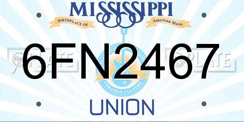 6FN2467 Mississippi License Plate