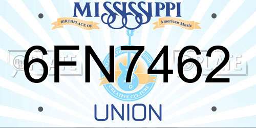 6FN7462 Mississippi License Plate