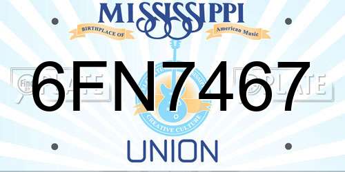 6FN7467 Mississippi License Plate