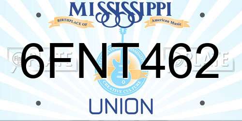 6FNT462 Mississippi License Plate