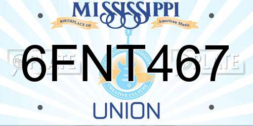 6FNT467 Mississippi License Plate