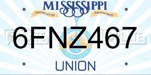 6FNZ467 Mississippi License Plate